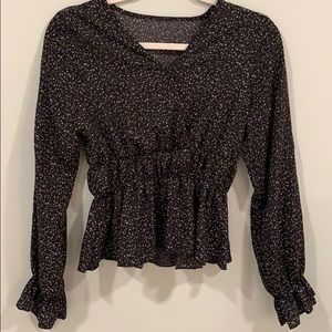 Long sleeve V- neck blouse